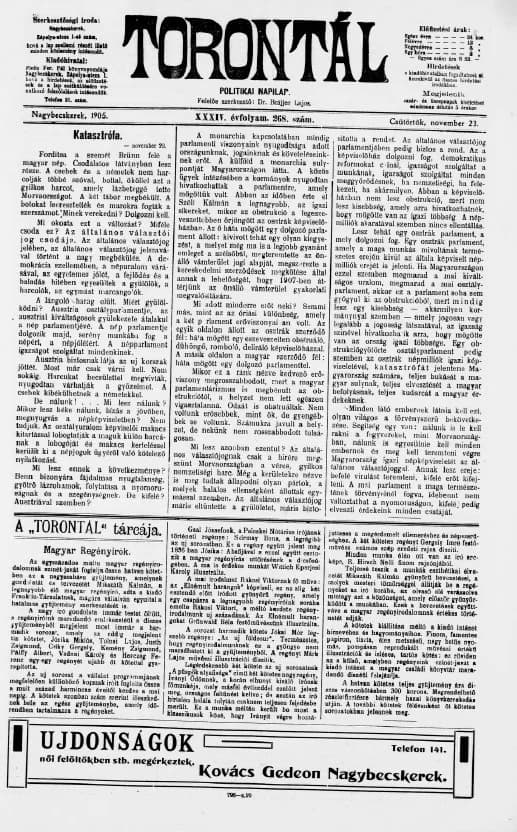 Torontál, 34. évf. 1905. november 23. 268. sz.
