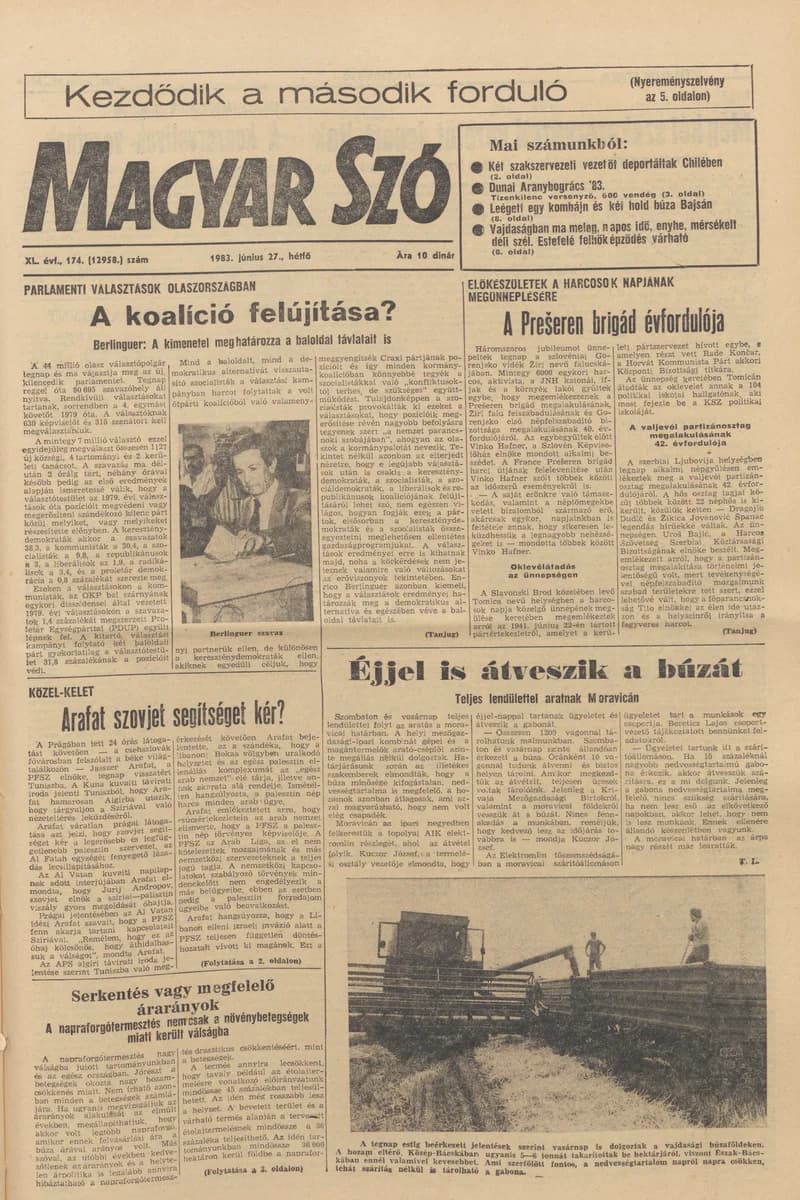 Magyar Szó, 40. évf. 1983. június 27. 174. sz. 1–16. oldal