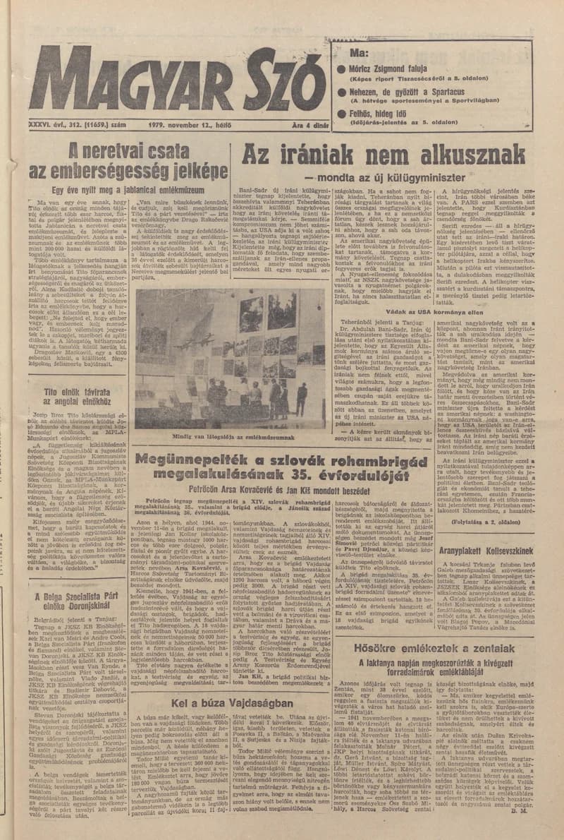 Magyar Szó, 36. évf. 1979. november 12. 312. sz. 1–16. oldal