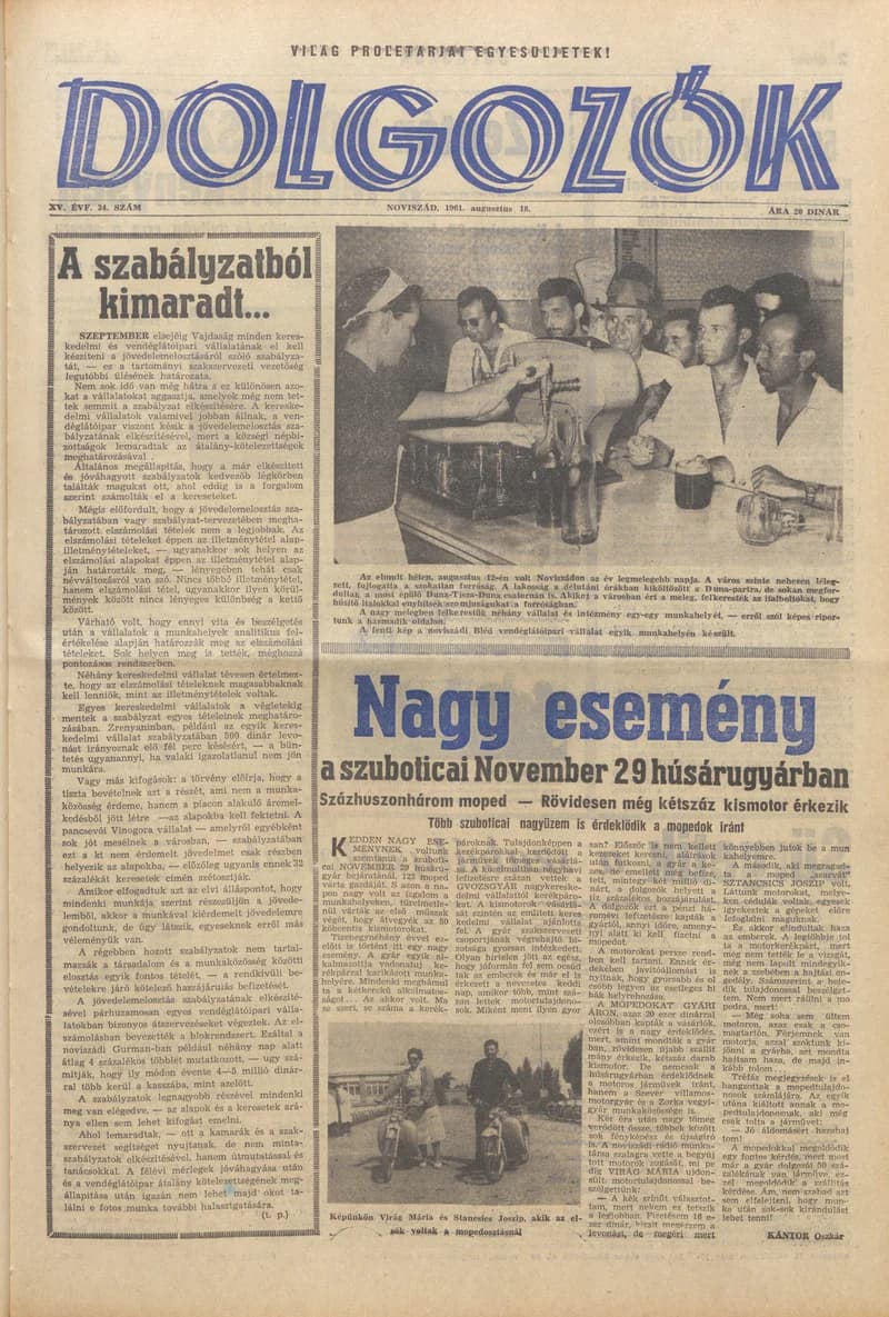 Dolgozók, 15. évf. 1961. augusztus 18. 34. sz.