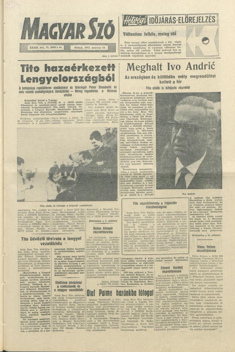 Magyar Szó, 32. évf. 1975. március 14. 71. sz.