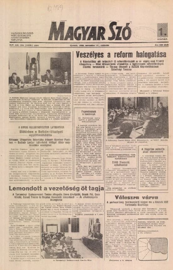 Magyar Szó, 45. évf. 1988. november 17. 318. sz.