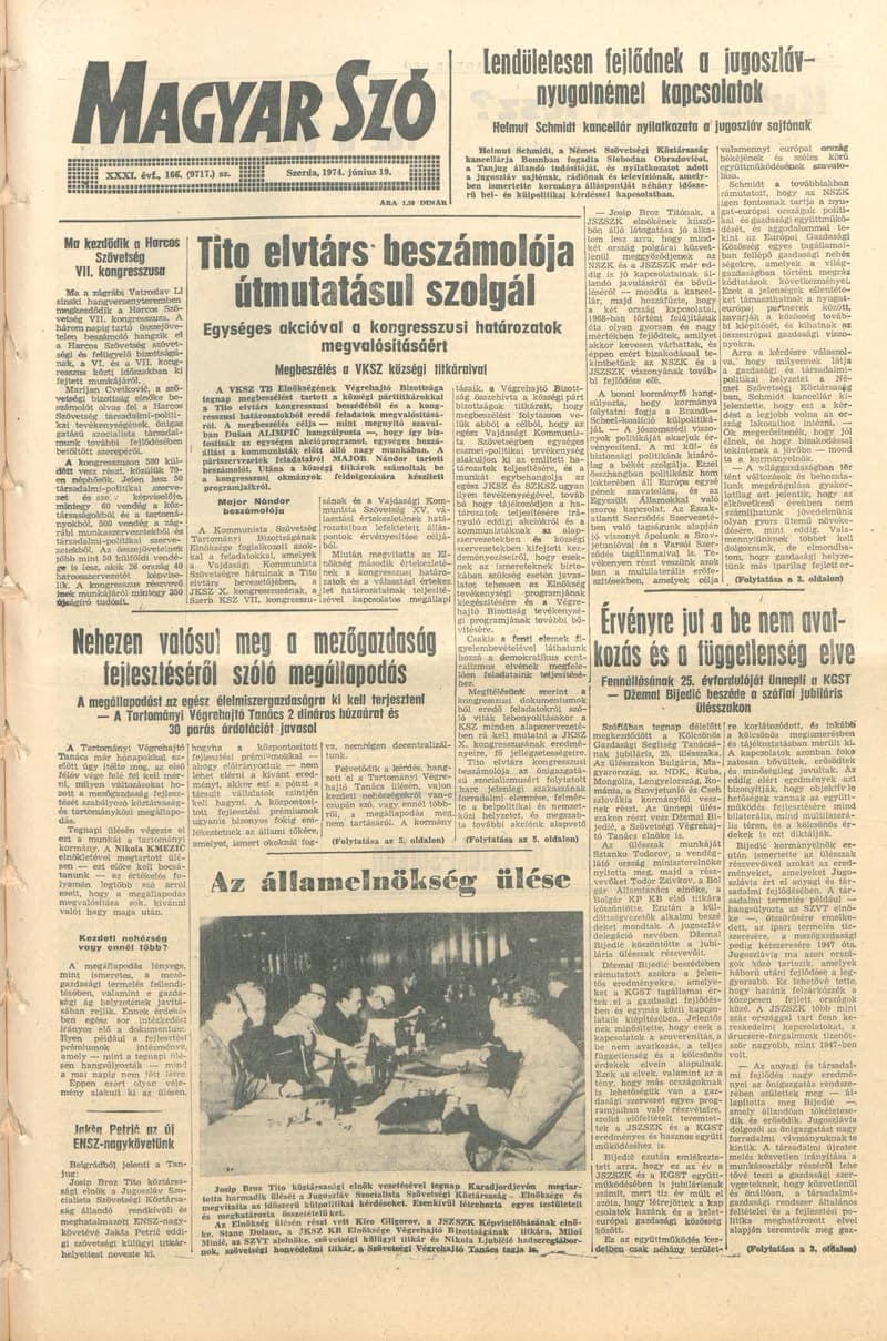 Magyar Szó, 31. évf. 1974. június 19. 166. sz. 1–20. oldal
