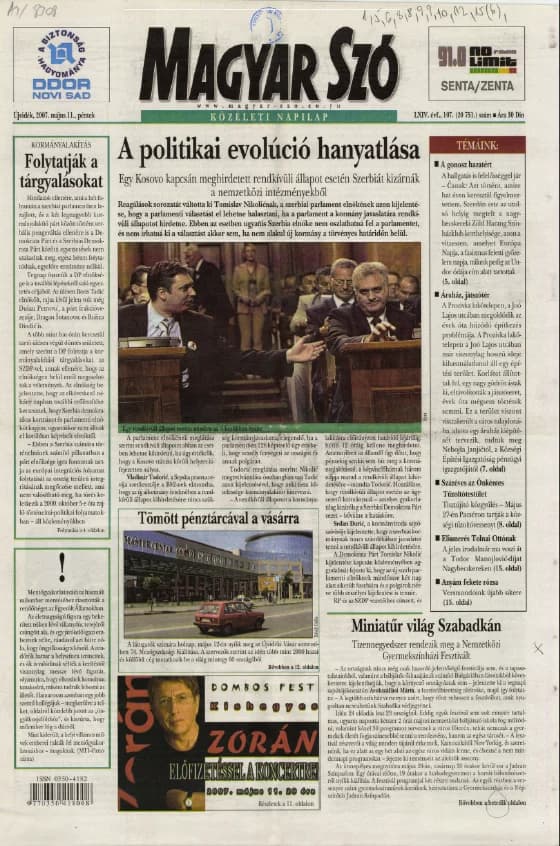 Magyar Szó, 64. évf. 2007. május 11. 107. sz. 1–20. oldal