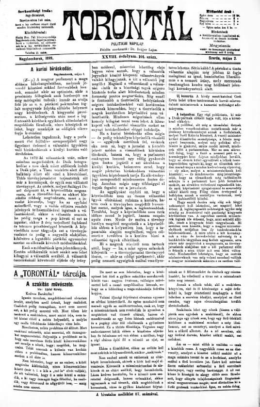 Torontál, 28. évf. 1899. május 3. 101. sz.