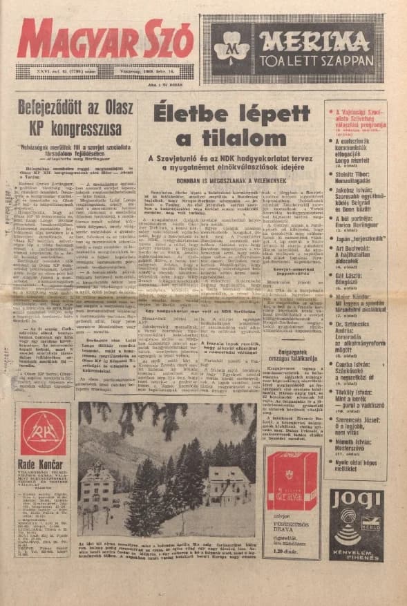 Magyar Szó, 26. évf. 1969. február 16. 45. sz. 1–36. oldal