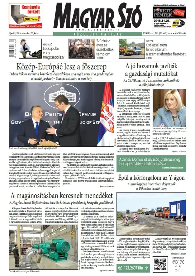 Magyar Szó, 73. évf. 2016. november 22. 273. sz. 1–20. oldal