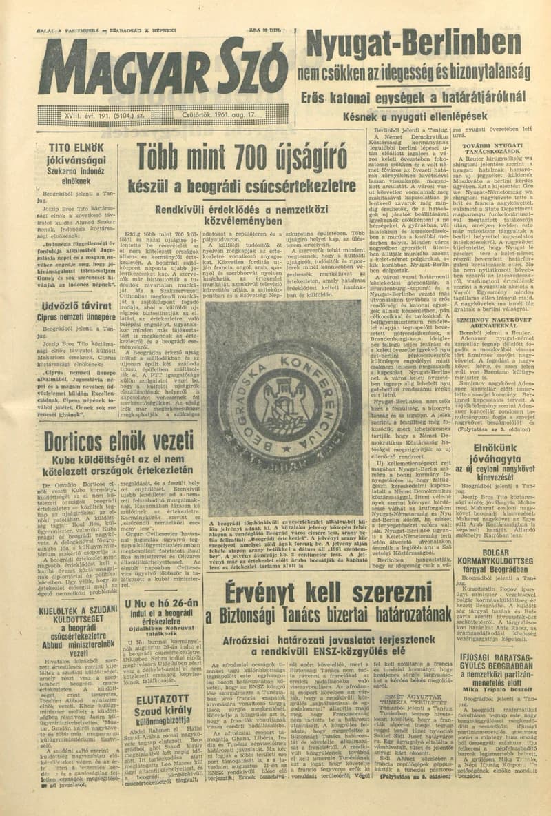 Magyar Szó, 18. évf. 1961. augusztus 17. 191. sz. 1–12. oldal