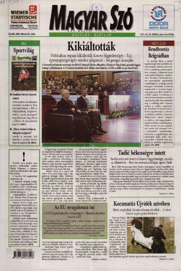 Magyar Szó, 65. évf. 2008. február 18. 38. sz. 1–12. oldal