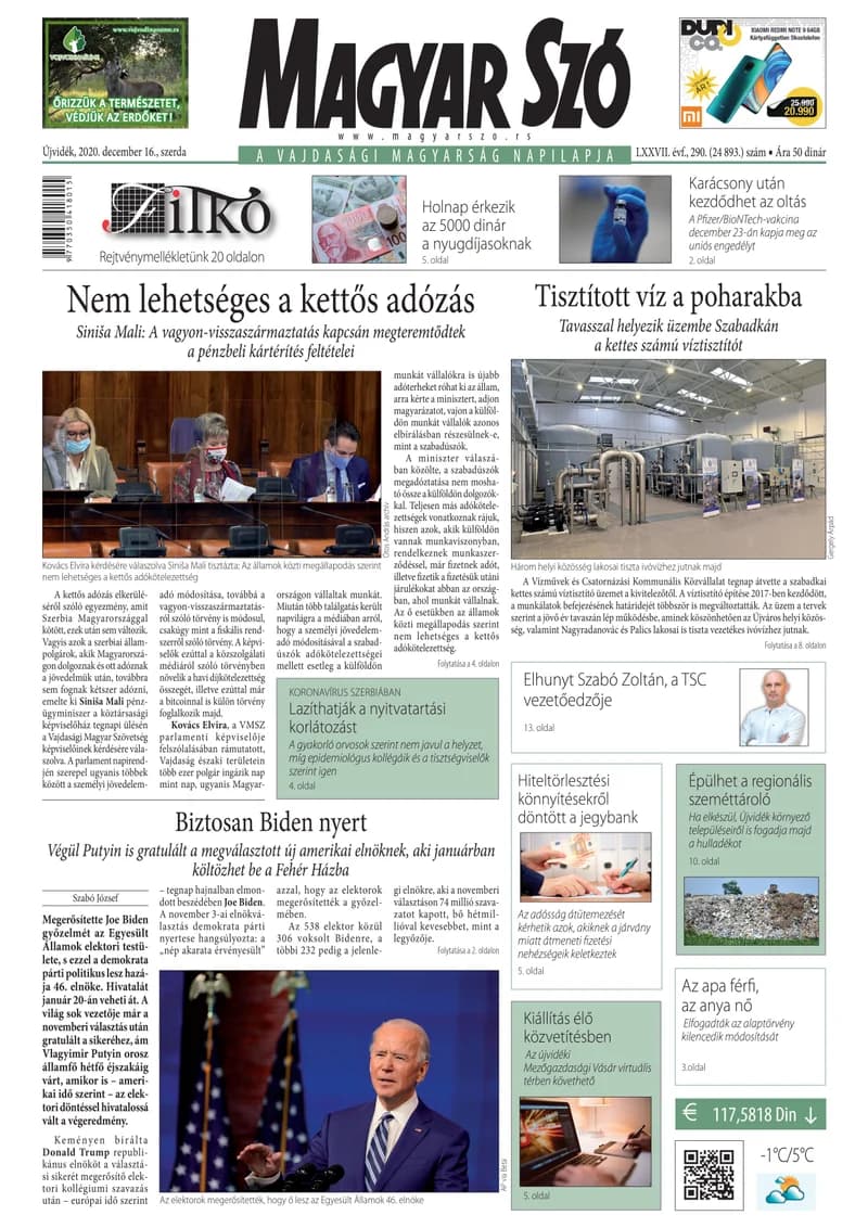 Magyar Szó, 77. évf. 2020. december 16. 290. sz. 1–16. oldal