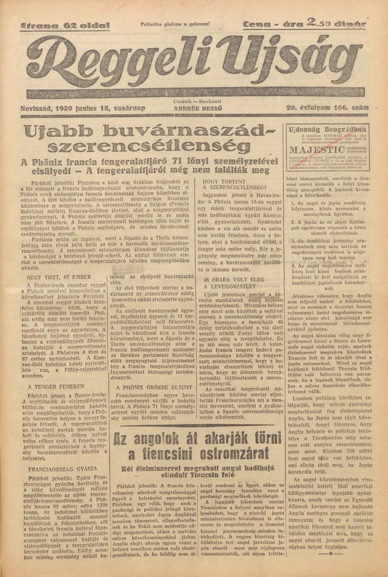 Reggeli Újság, 20. évf. 1939. június 18. 166. sz.