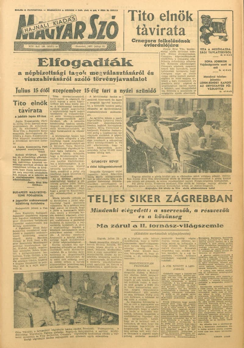 Magyar Szó, 14. évf. 1957. július 13. 189. sz. 1–16. oldal