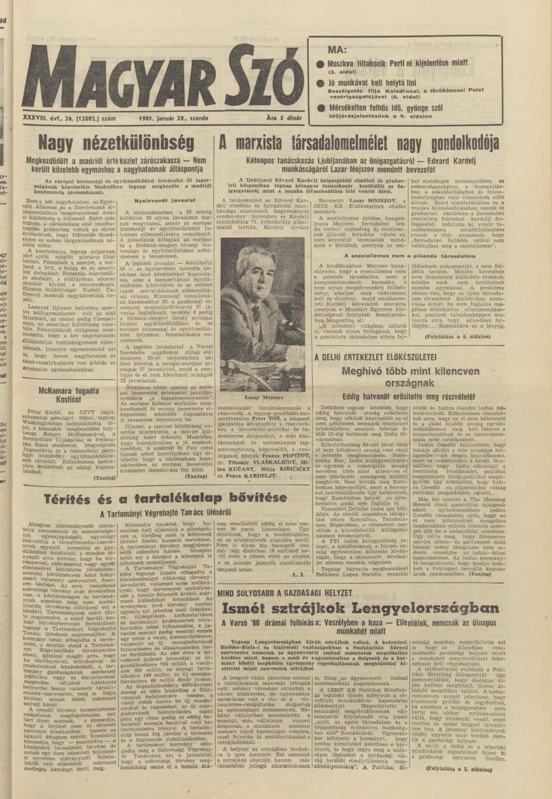 Magyar Szó, 38. évf. 1981. január 28. 26. sz. 1–20. oldal