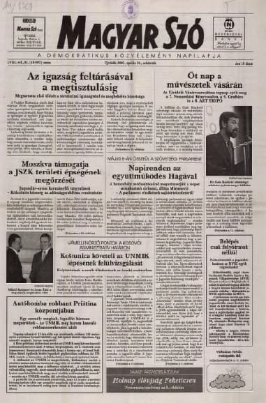 Magyar Szó, 58. évf. 2001. április 19. 91. sz. 1–16. oldal