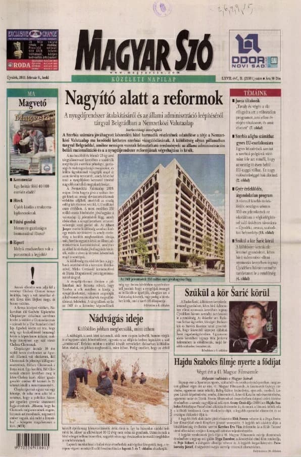Magyar Szó, 67. évf. 2010. február 9. 31. sz. 1–20. oldal