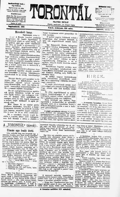 Torontál, 29. évf. 1900. október 11. 233. sz.