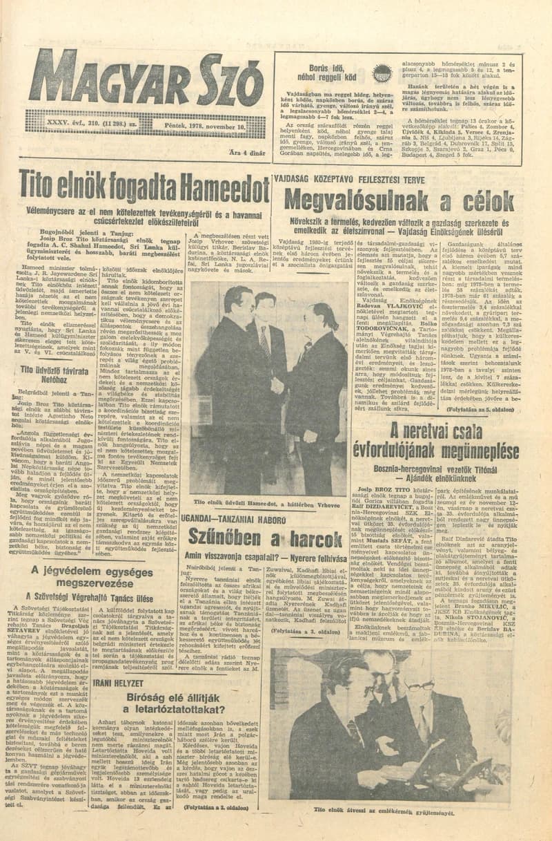 Magyar Szó, 35. évf. 1978. november 10. 310. sz. 1–12. oldal