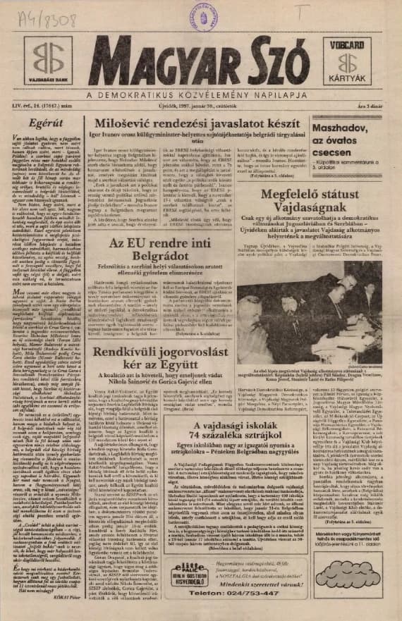 Magyar Szó, 54. évf. 1997. január 30. 24. sz. 1–16. oldal