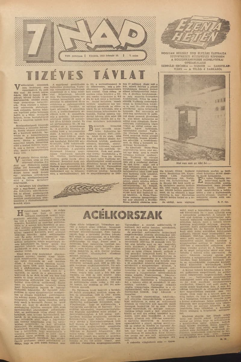 7 Nap, 8. évf. 1953. február 15. 7. sz. 1–12. oldal