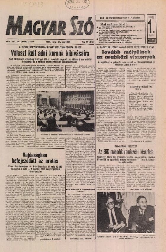 Magyar Szó, 43. évf. 1986. július 24. 201. sz. 1–16. oldal