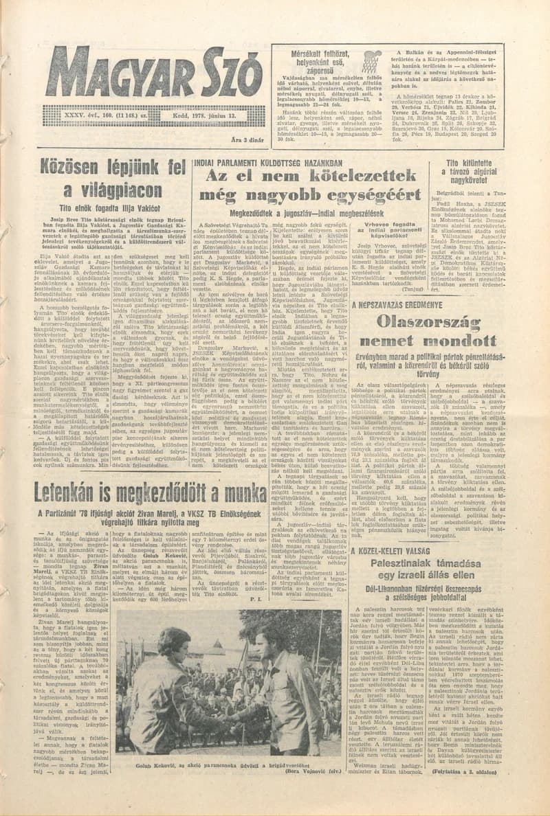 Magyar Szó, 35. évf. 1978. június 13. 160. sz. 1–20. oldal