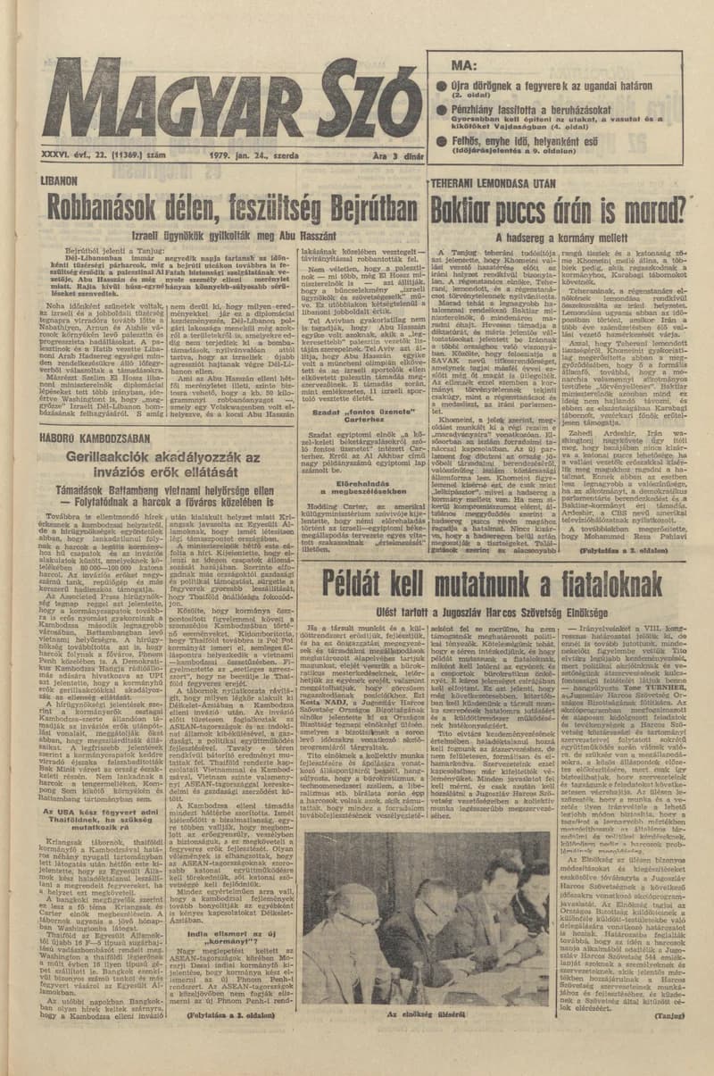 Magyar Szó, 36. évf. 1979. január 24. 22. sz. 1–20. oldal