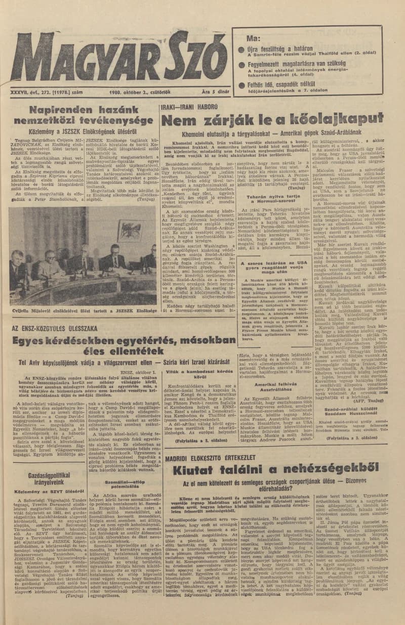 Magyar Szó, 37. évf. 1980. október 2. 272. sz. 1–20. oldal