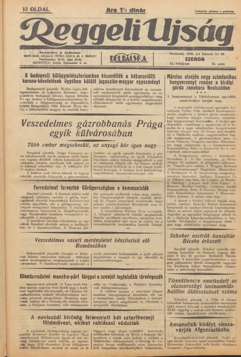 Reggeli Újság, 11. évf. 1930. február 26. 48. sz.