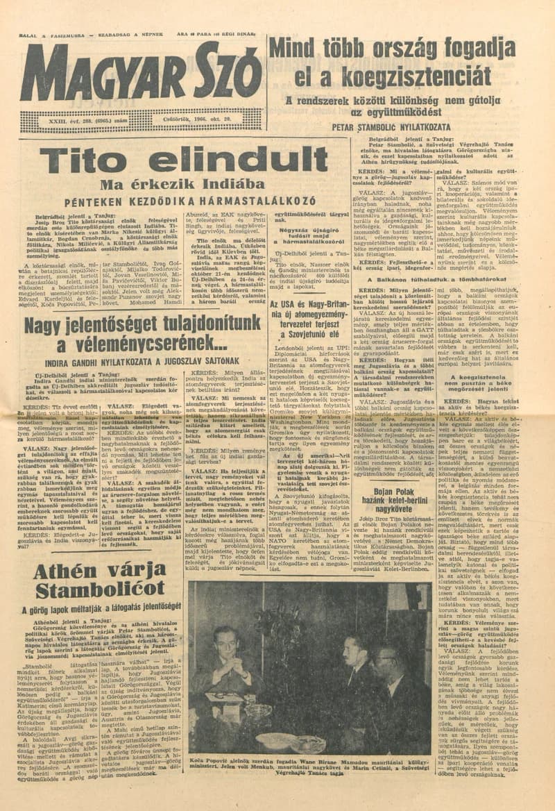 Magyar Szó, 23. évf. 1966. október 20. 288. sz.
