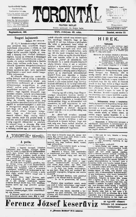 Torontál, 30. évf. 1901. március 23. 69. sz.