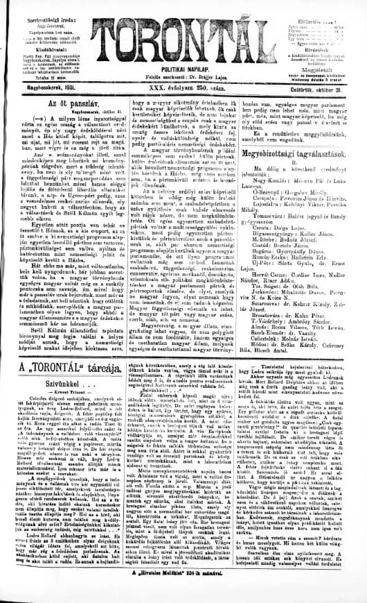 Torontál, 30. évf. 1901. október 31. 250. sz.
