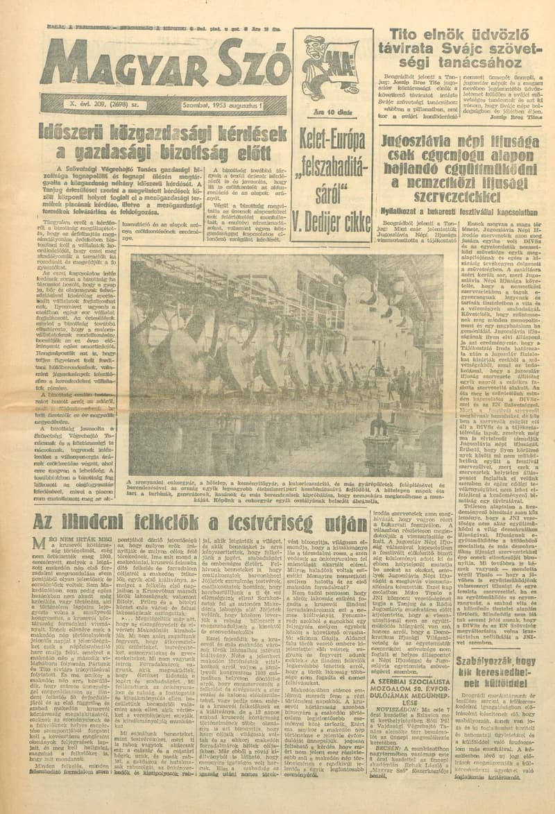 Magyar Szó, 10. évf. 1953. augusztus 1. 209. sz. 1–8. oldal