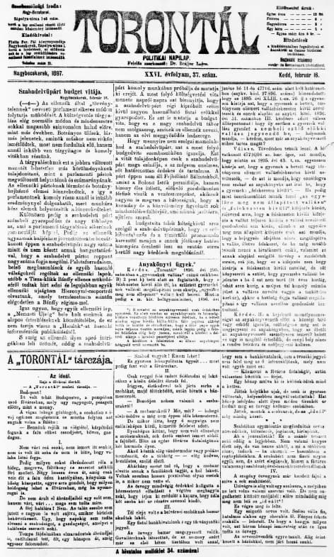 Torontál, 26. évf. 1897. február 16. 37. sz.