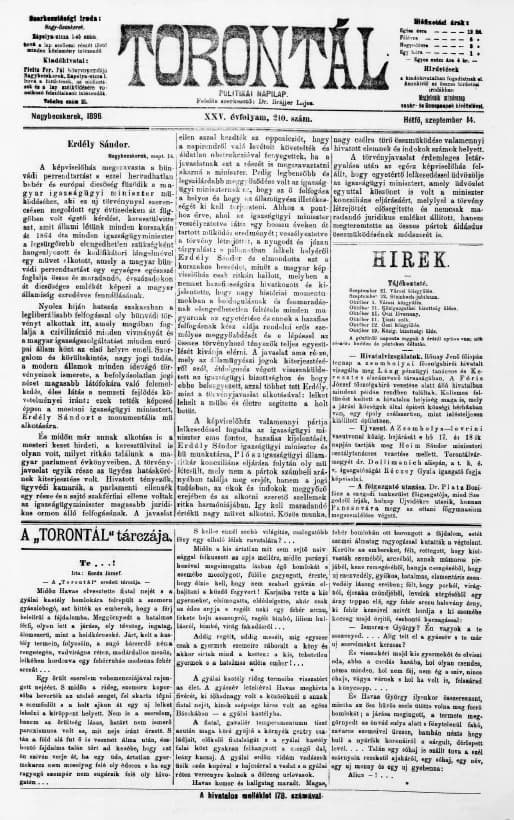 Torontál, 25. évf. 1896. szeptember 14. 210. sz.