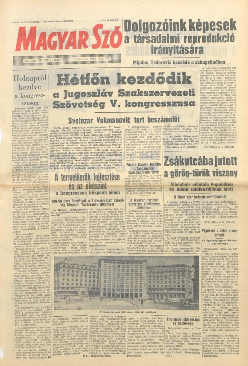 Magyar Szó, 21. évf. 1964. április 19. 109. sz. 1–24. oldal