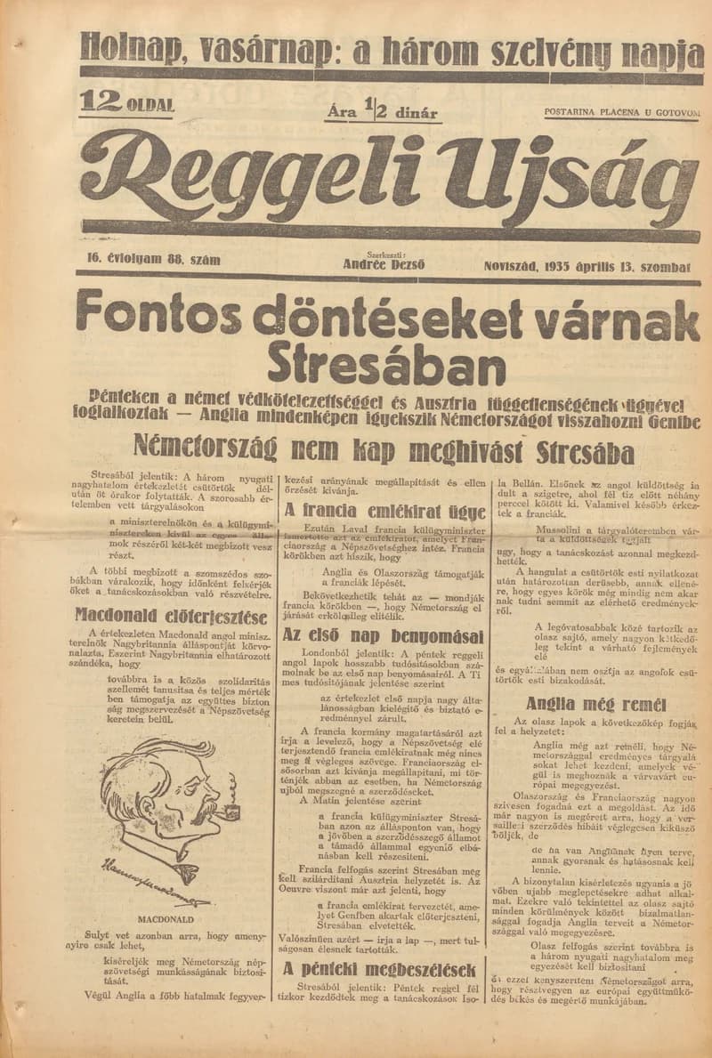 Reggeli Újság, 16. évf. 1935. április 13. 88. sz.