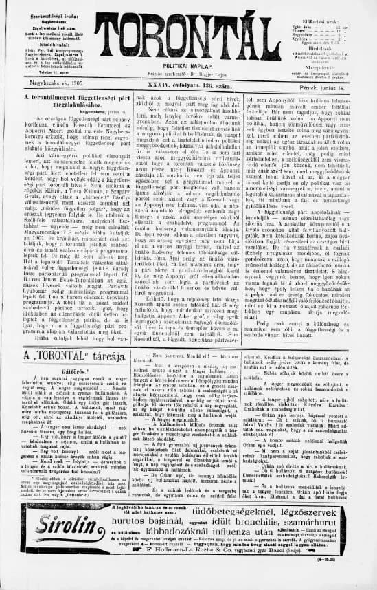 Torontál, 34. évf. 1905. június 16. 136. sz.