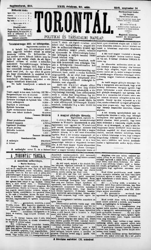 Torontál, 23. évf. 1894. szeptember 24. 218. sz.