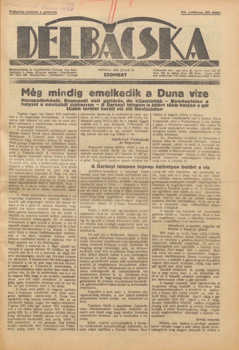 Délbácska, 7. évf. 1926. július 24. 168. sz.