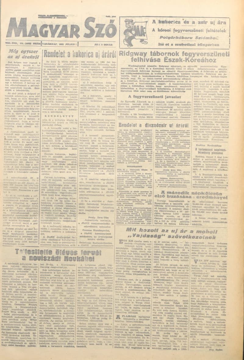 Magyar Szó, 8. évf. 1951. július 1. 154. sz. 1–6. oldal