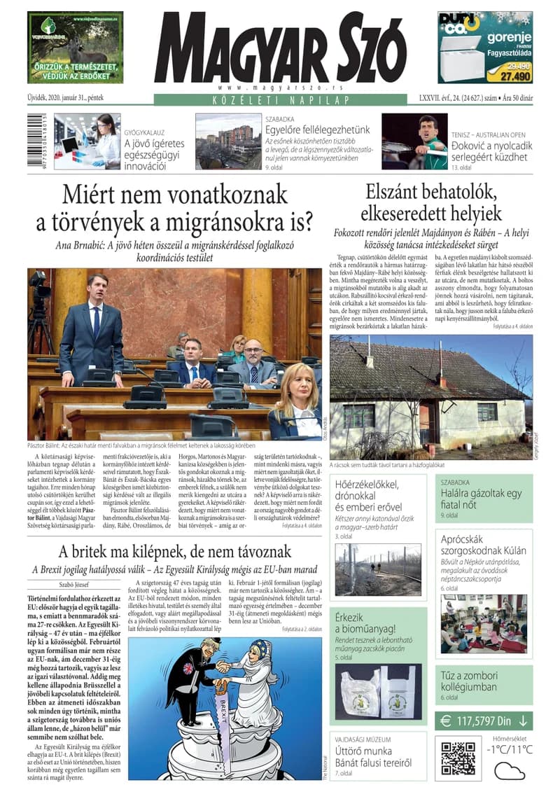 Magyar Szó, 77. évf. 2020. január 31. 24. sz. 1–16. oldal