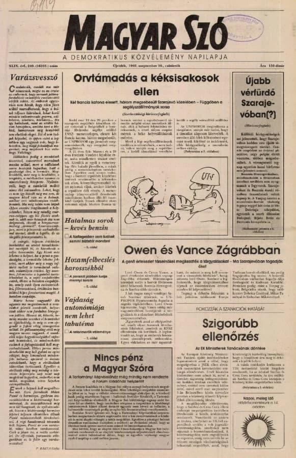 Magyar Szó, 49. évf. 1992. szeptember 10. 249. sz. 1–16. oldal