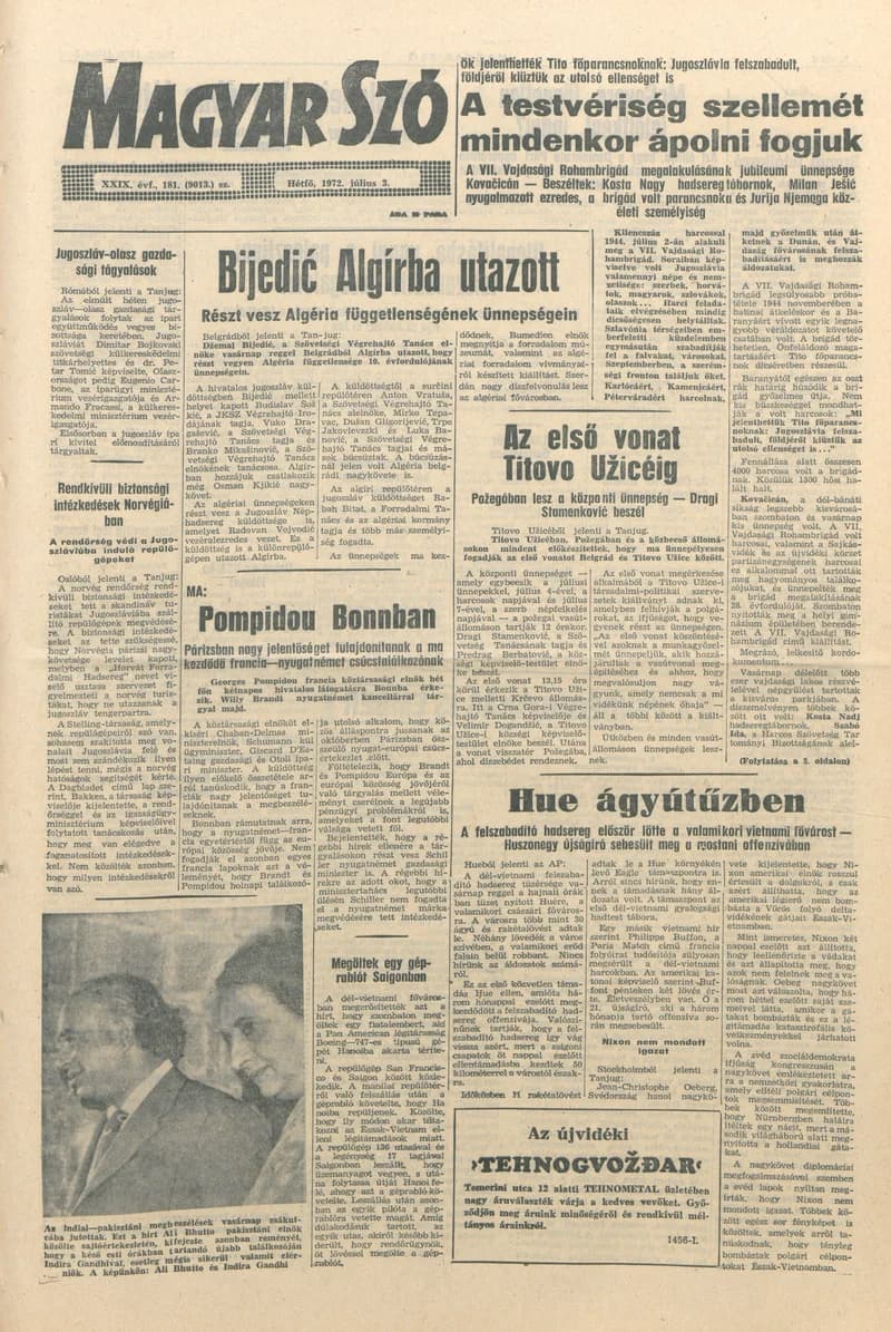 Magyar Szó, 29. évf. 1972. július 3. 181. sz. 1–8. oldal