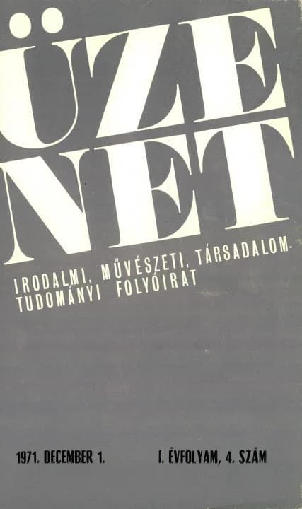 Üzenet, 1. évf. 1971. december 1. 4. sz. 370–496. oldal