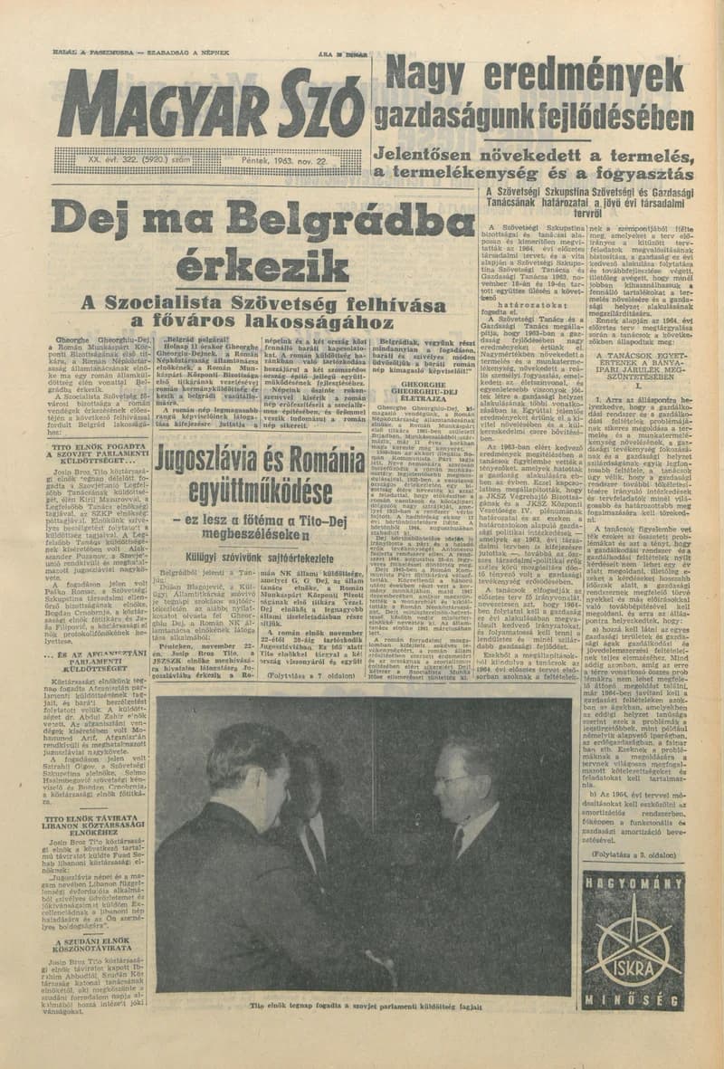 Magyar Szó, 20. évf. 1963. november 22. 322. sz. 1–16. oldal