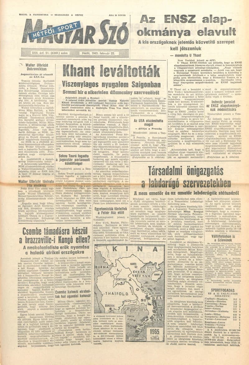 Magyar Szó, 22. évf. 1965. február 22. 51. sz. 1–14. oldal