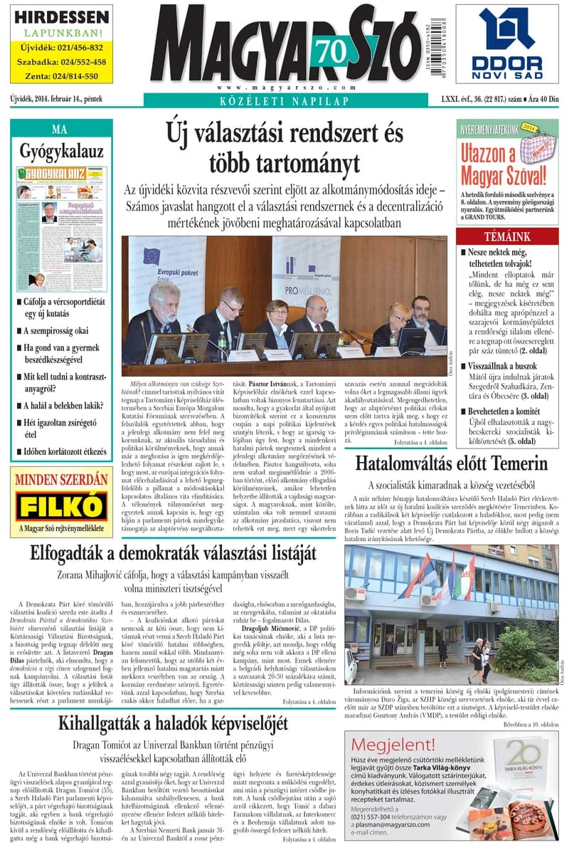 Magyar Szó, 71. évf. 2014. február 14. 36. sz. 1–16. oldal
