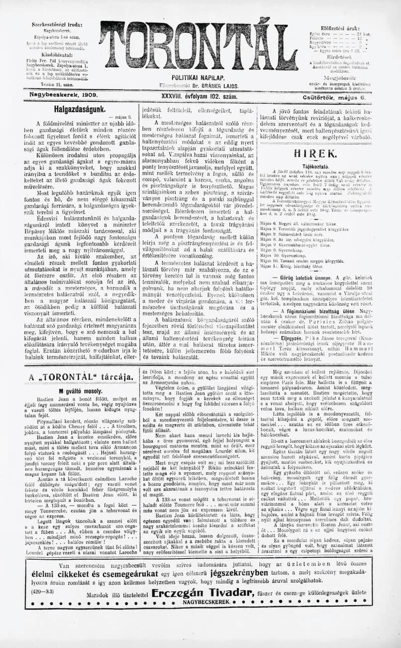 Torontál, 38. évf. 1909. május 6. 102. sz.