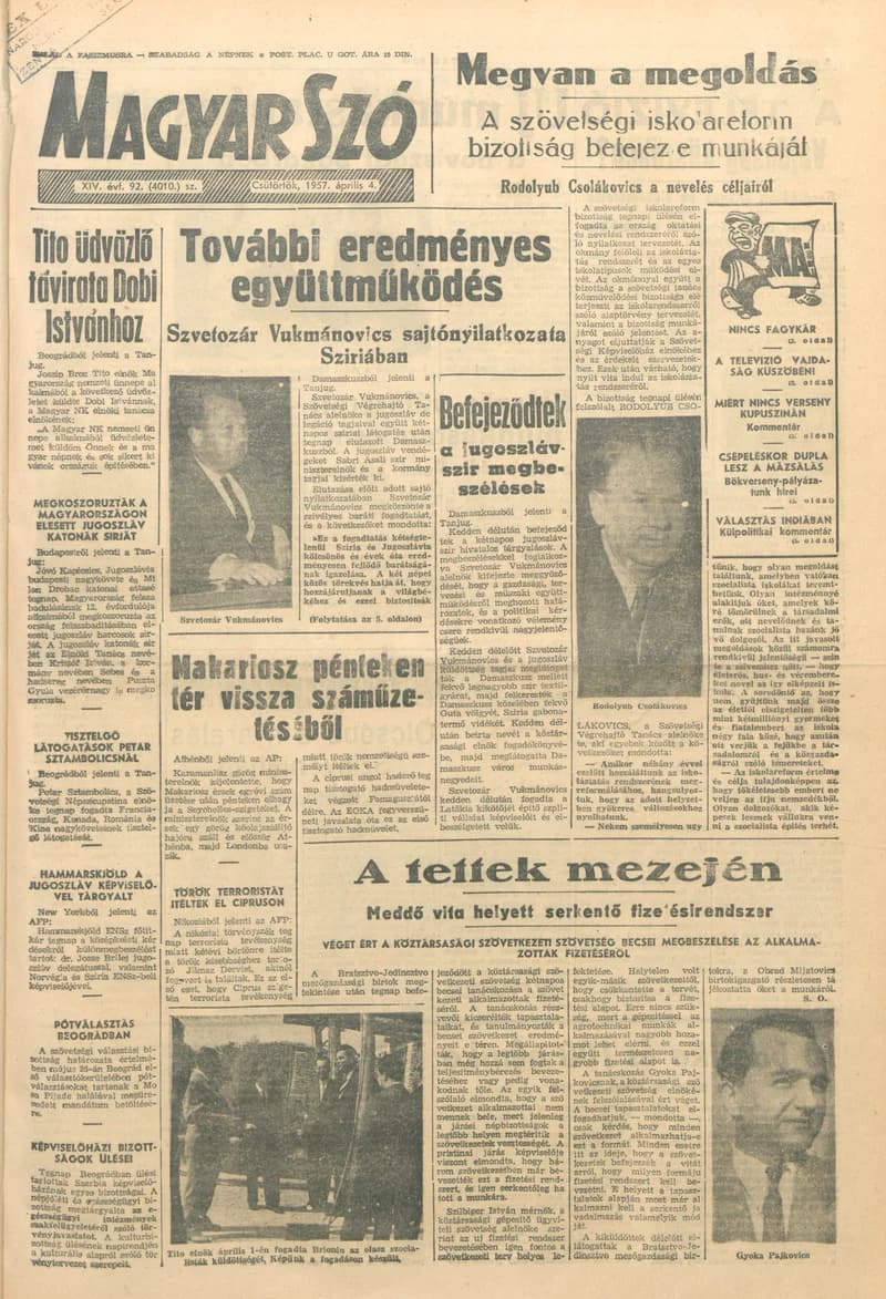 Magyar Szó, 14. évf. 1957. április 4. 92. sz. 1–8. oldal