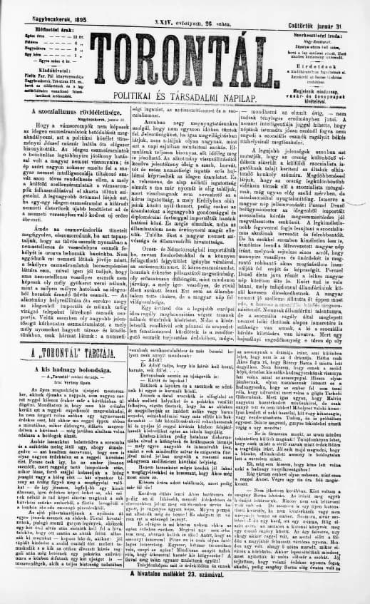Torontál, 24. évf. 1895. január 31. 26. sz.